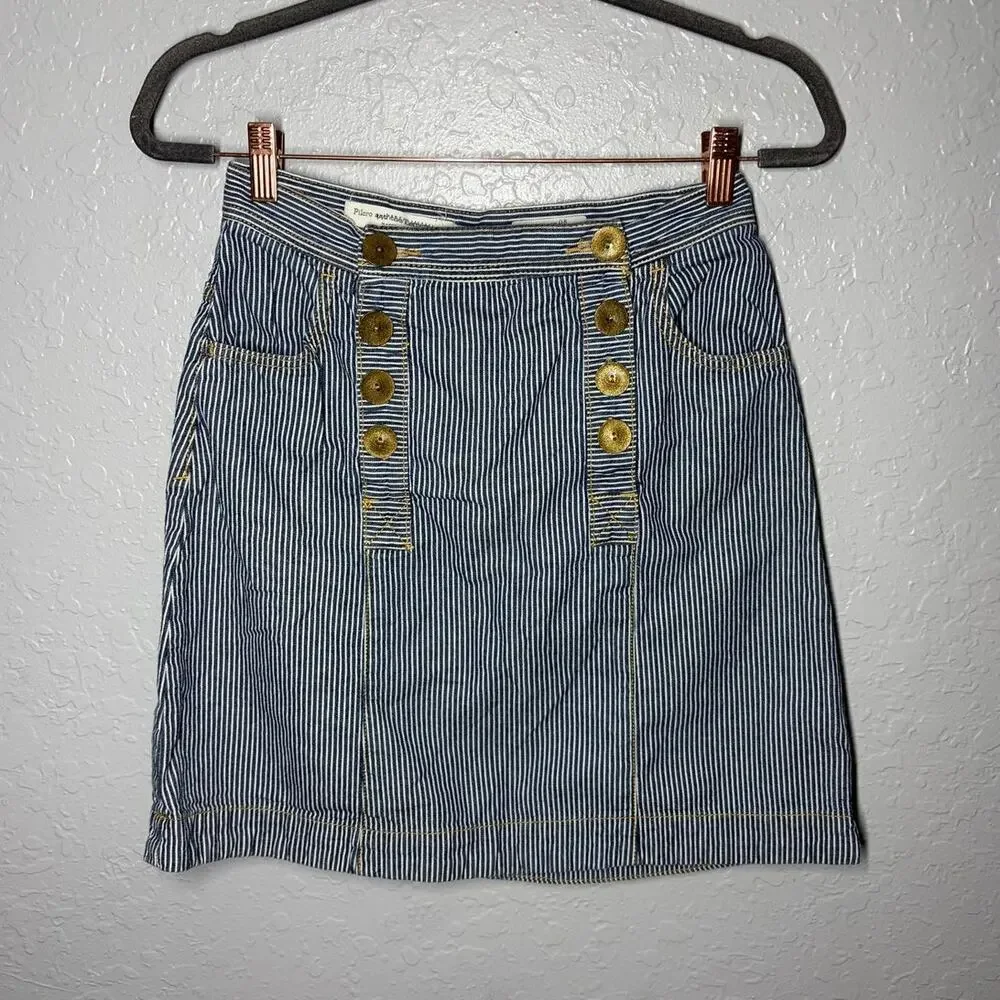 Anthropologie Pilcro and the Letterpress Striped Denim Skirt Sz 4